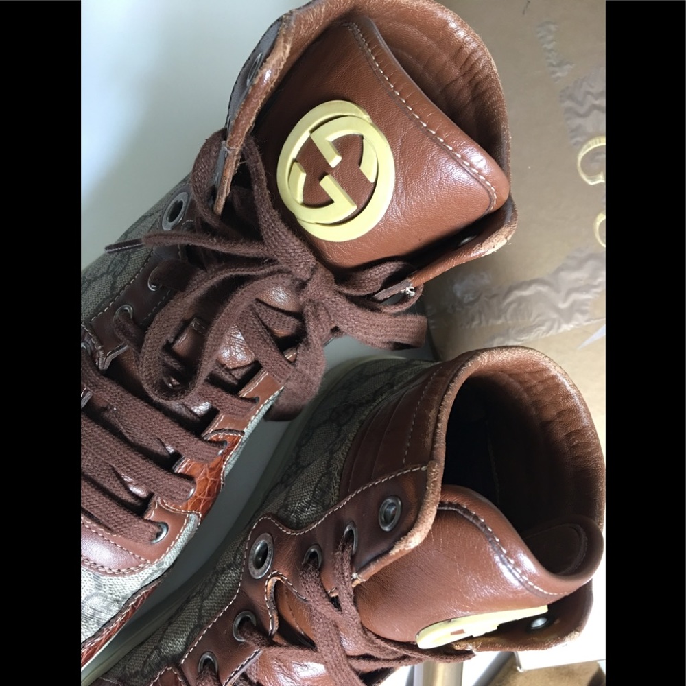 ❗️Sold ❗️Gucci Brown Men's Gg Plus High-top - Picture 7 of 8